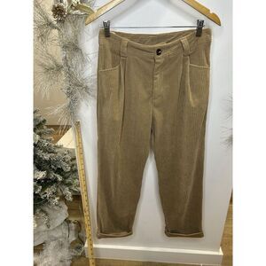 Miou Muse Corduroy Pants Medium Women's‎ Tan Cuffed High Waist Size